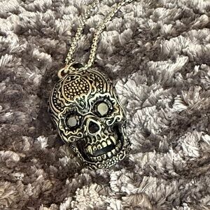 Silver Skull Pendant Necklace, NWOT, never worn